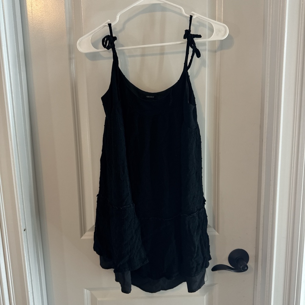 Black Tie Strap Dress With Design